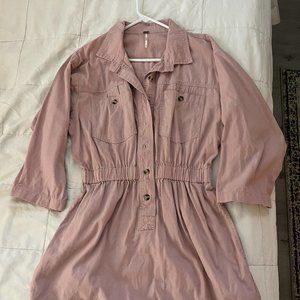 Free People Dusty Rose Utility Dress, Size Small